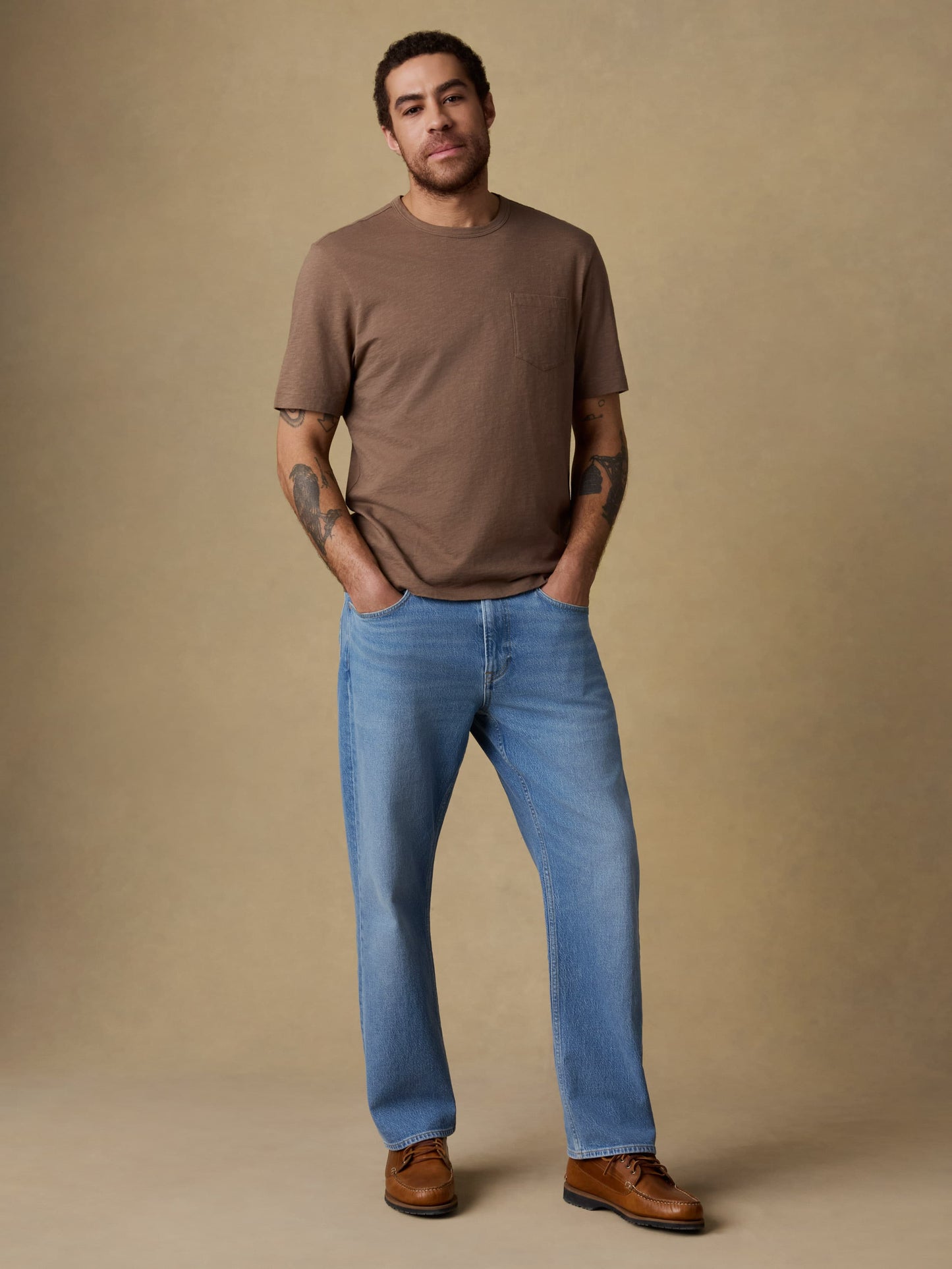 Sunwashed Regenerative Pocket Tee - Island Brown