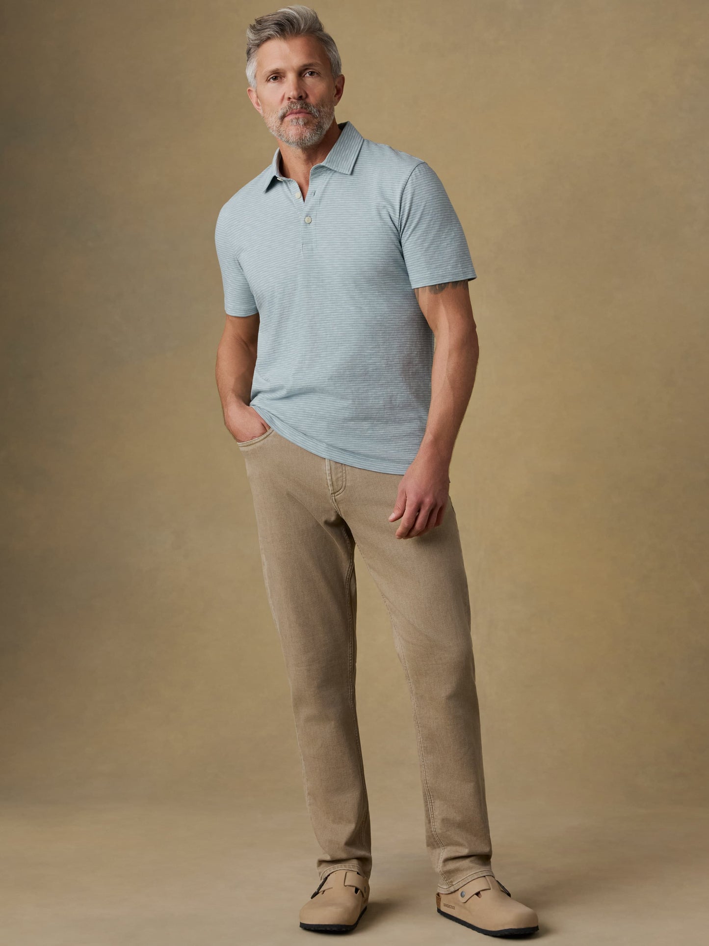 Sunwashed T-Shirt Polo - Dune Stripe Mist