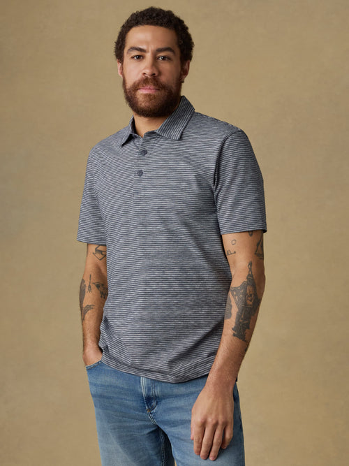 Sunwashed T-Shirt Polo - Dune Stripe Navy