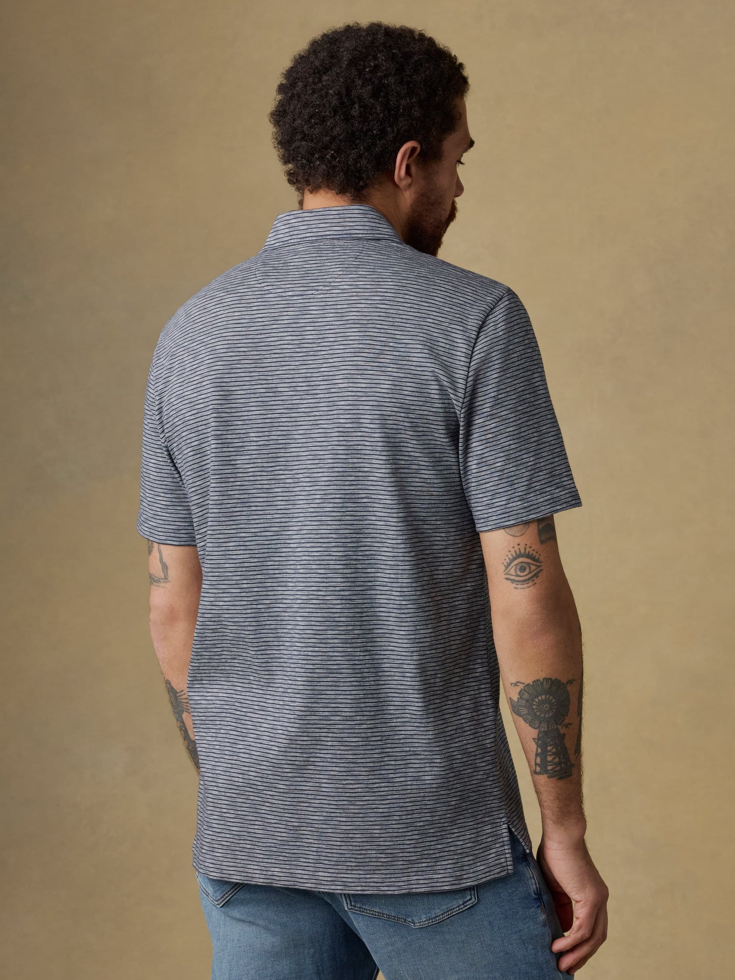 Sunwashed T-Shirt Polo - Dune Stripe Navy