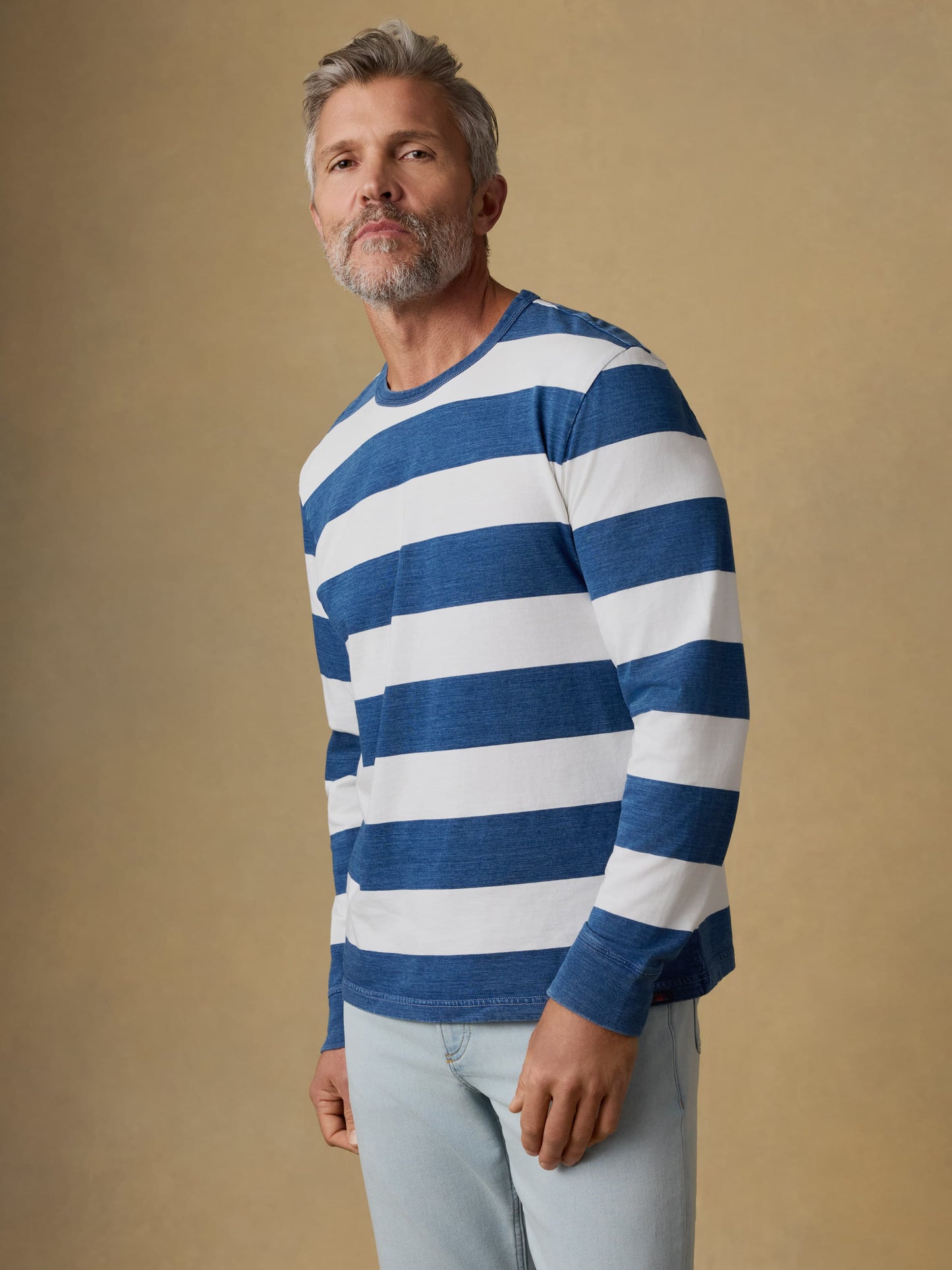 Long-Sleeve Indigo Tee - Indigo Marine Stripe