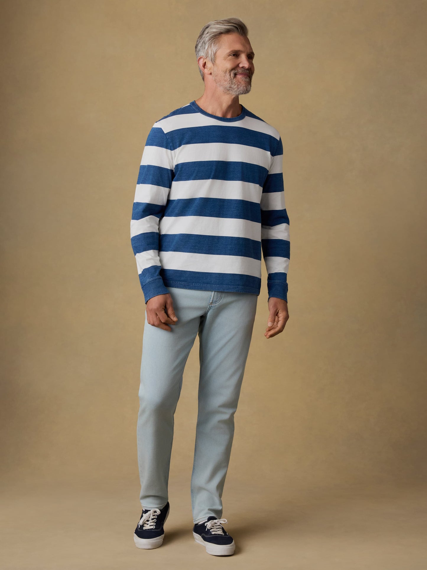 Long-Sleeve Indigo Tee - Indigo Marine Stripe