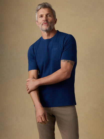 Short-Sleeve Indigo Pocket Tee - Deadstock Wash