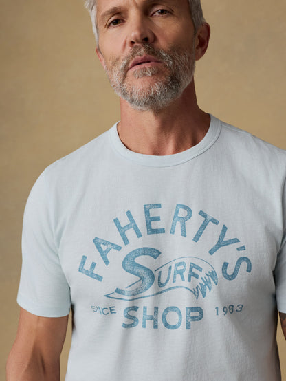 Surf Shop Sunwashed Regenerative Tee - Sky