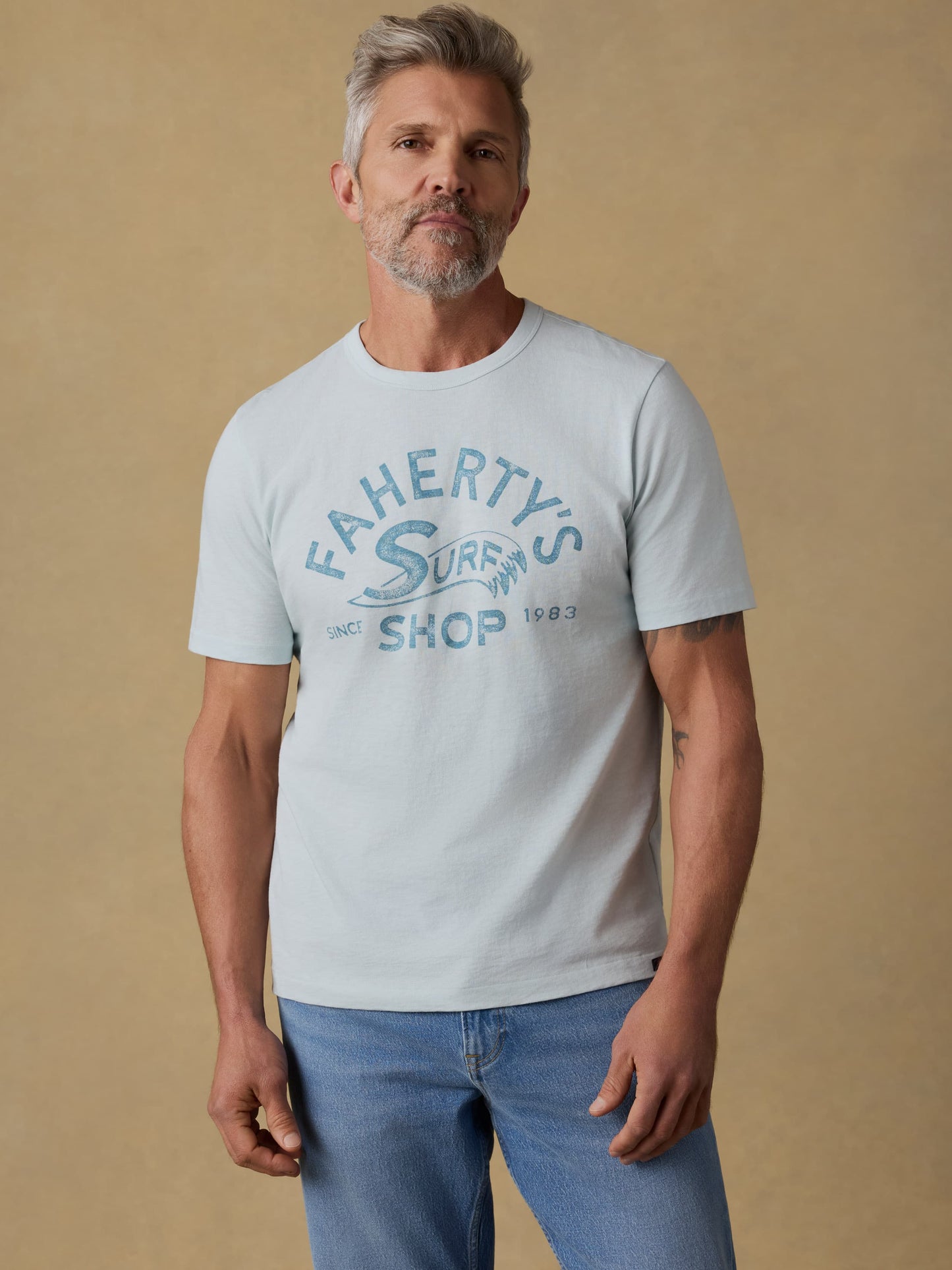 Surf Shop Sunwashed Regenerative Tee - Sky