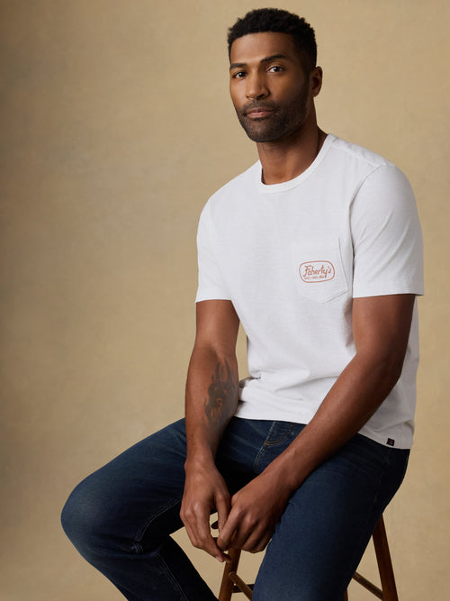 Surf Shop Sunwashed Regenerative Pocket Tee - White