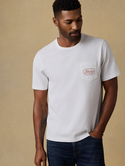 Surf Shop Sunwashed Regenerative Pocket Tee - White
