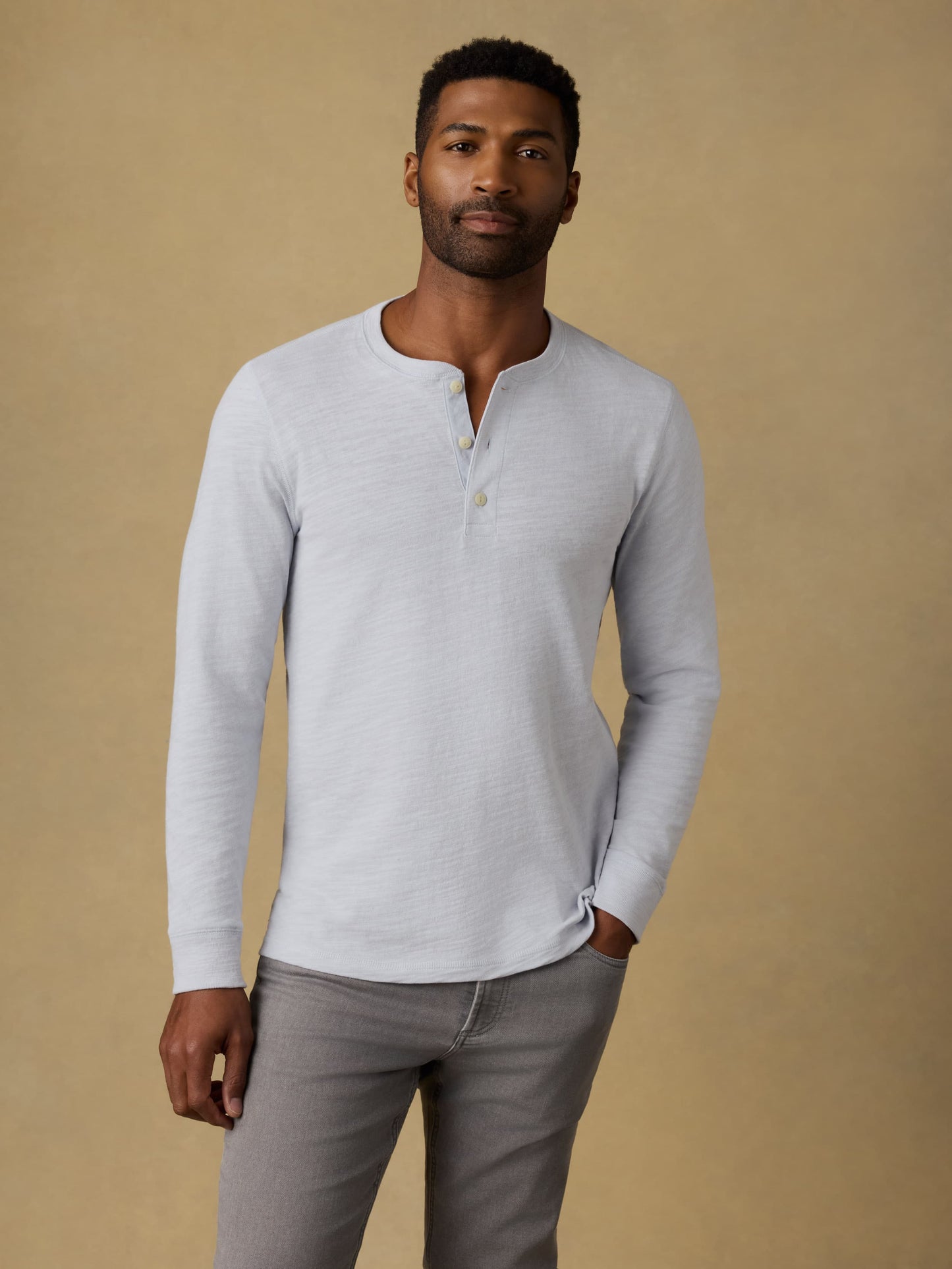 Sunwashed Organic Henley - Coastal Breeze