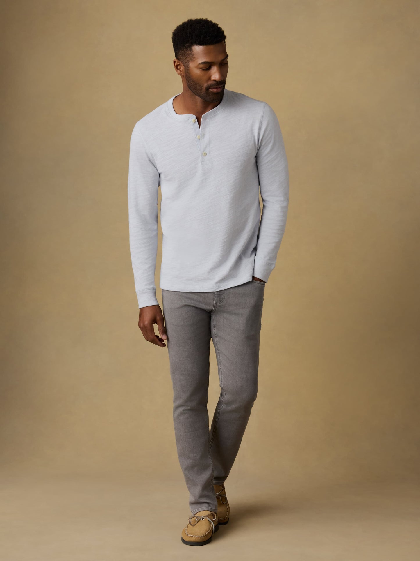 Sunwashed Organic Henley - Coastal Breeze