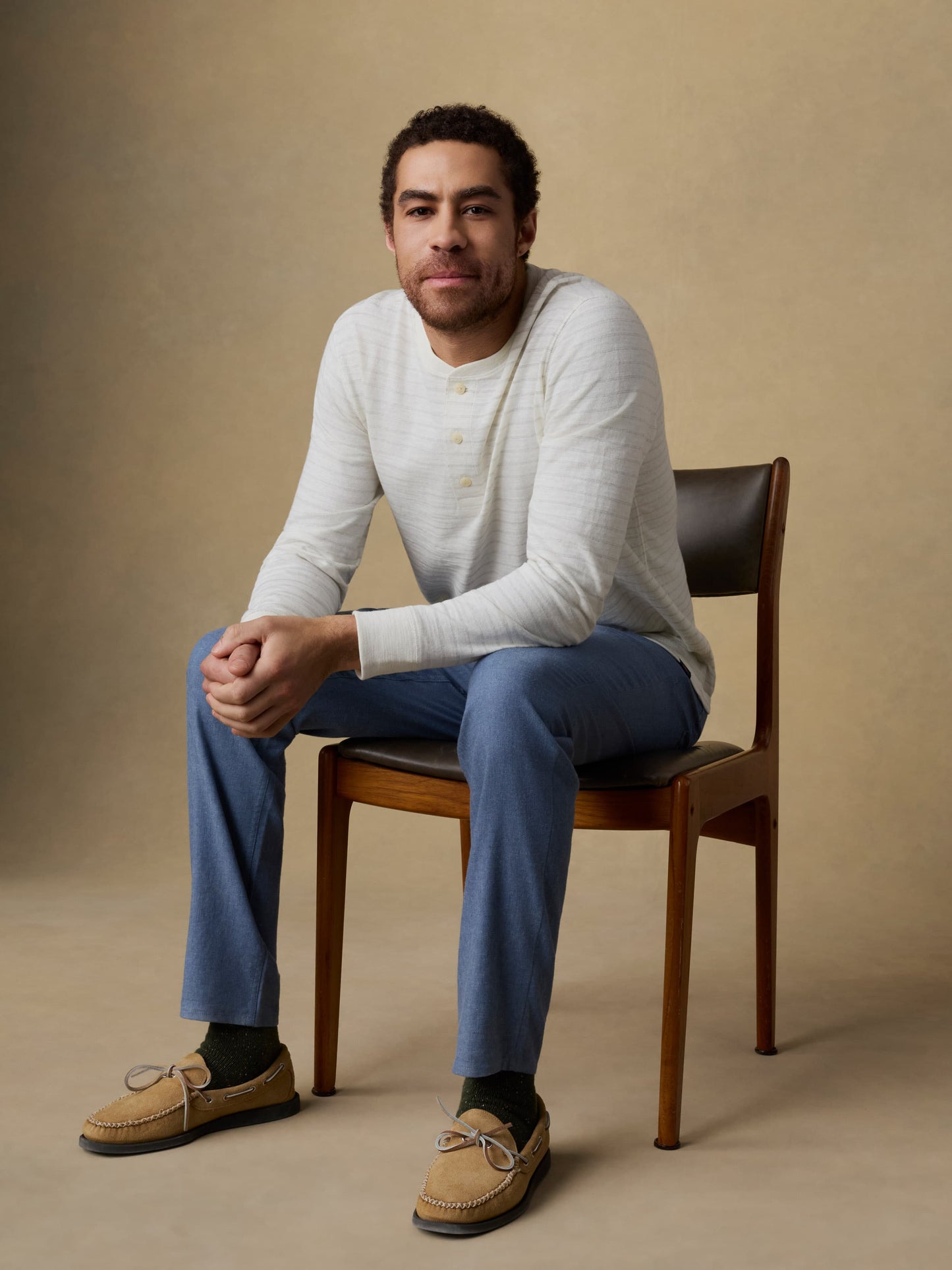 Sunwashed Organic Henley - Ivory Rock Stripe