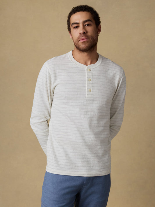 Sunwashed Organic Henley - Ivory Rock Stripe