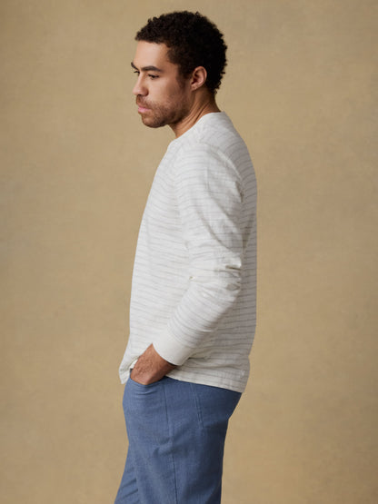 Sunwashed Organic Henley - Ivory Rock Stripe