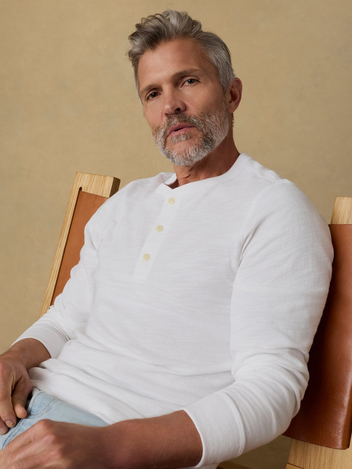 Sunwashed Organic Henley - White