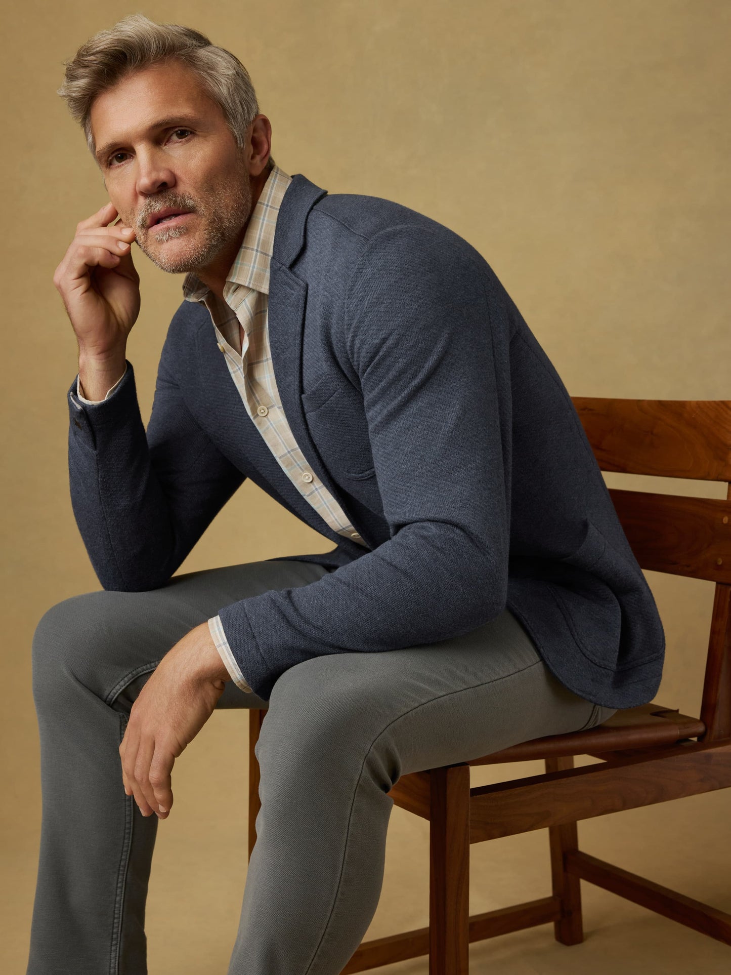 Inlet Knit Blazer - Deep Navy Melange