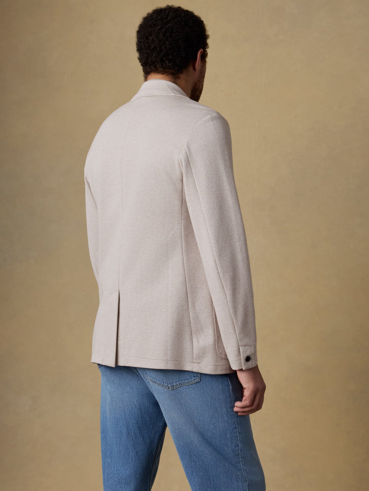Inlet Knit Tweed Blazer - Khaki Stone Herringbone