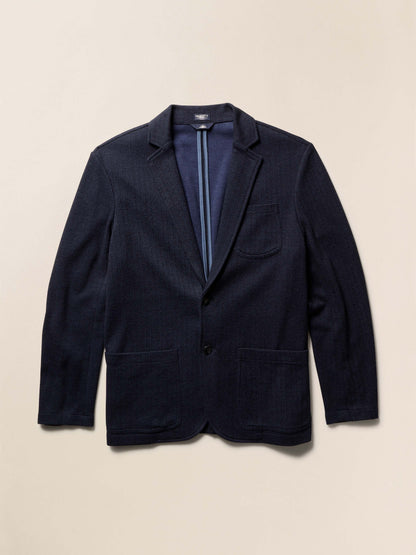 Inlet Knit Tweed Blazer - Navy Twilight Herringbone