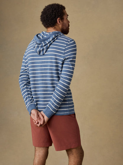 Sunwashed Organic Hoodie - Breaker Blue Breton Stripe