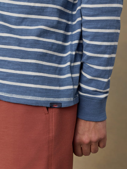 Sunwashed Organic Hoodie - Breaker Blue Breton Stripe