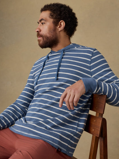 Sunwashed Organic Hoodie - Breaker Blue Breton Stripe