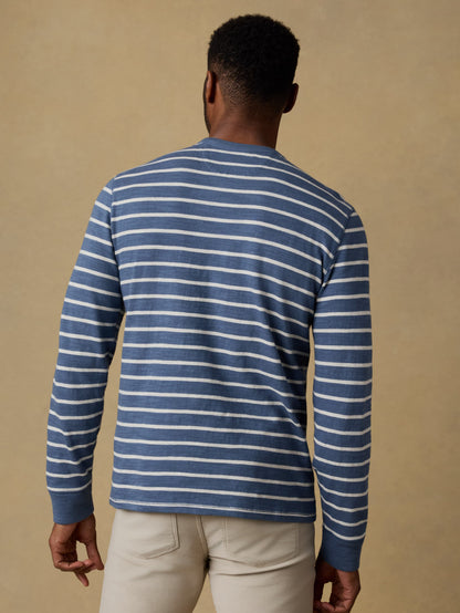Sunwashed Organic Crew - Breaker Blue Breton Stripe