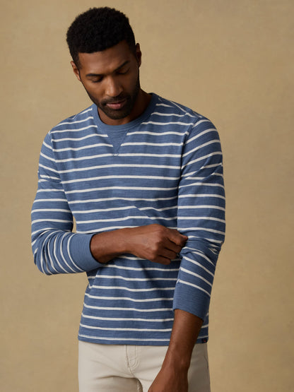 Sunwashed Organic Crew - Breaker Blue Breton Stripe