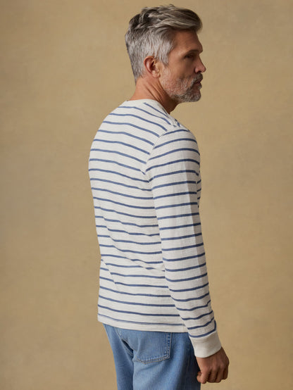 Sunwashed Organic Crew - Ivory Dusk Breton Stripe