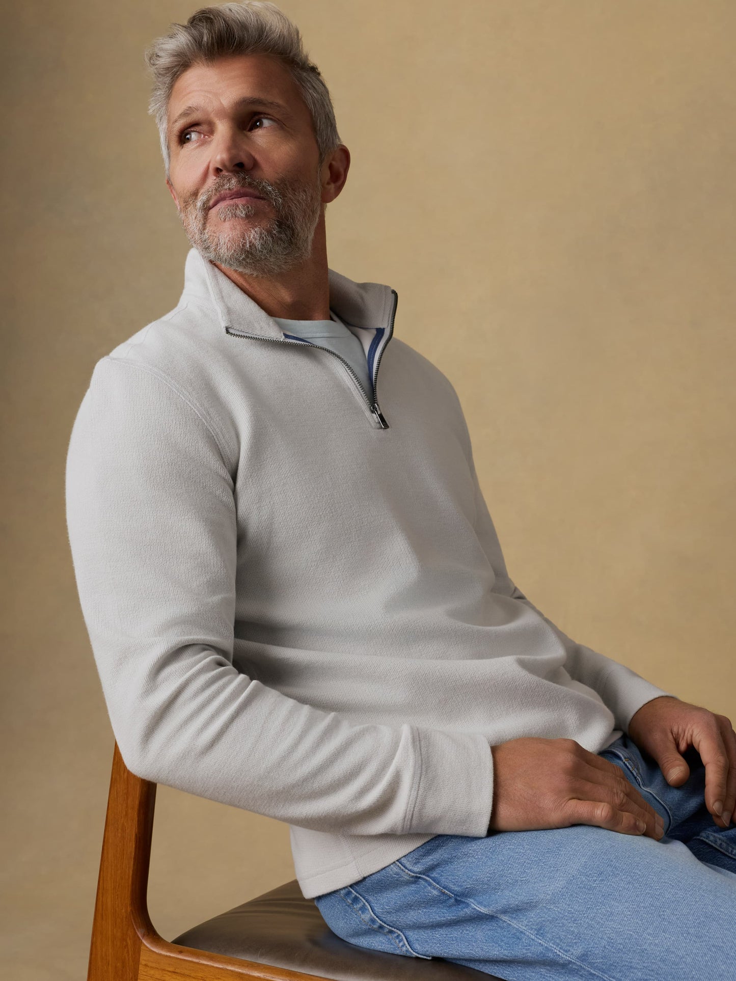 Highland Knit Quarter Zip - Ice Grey