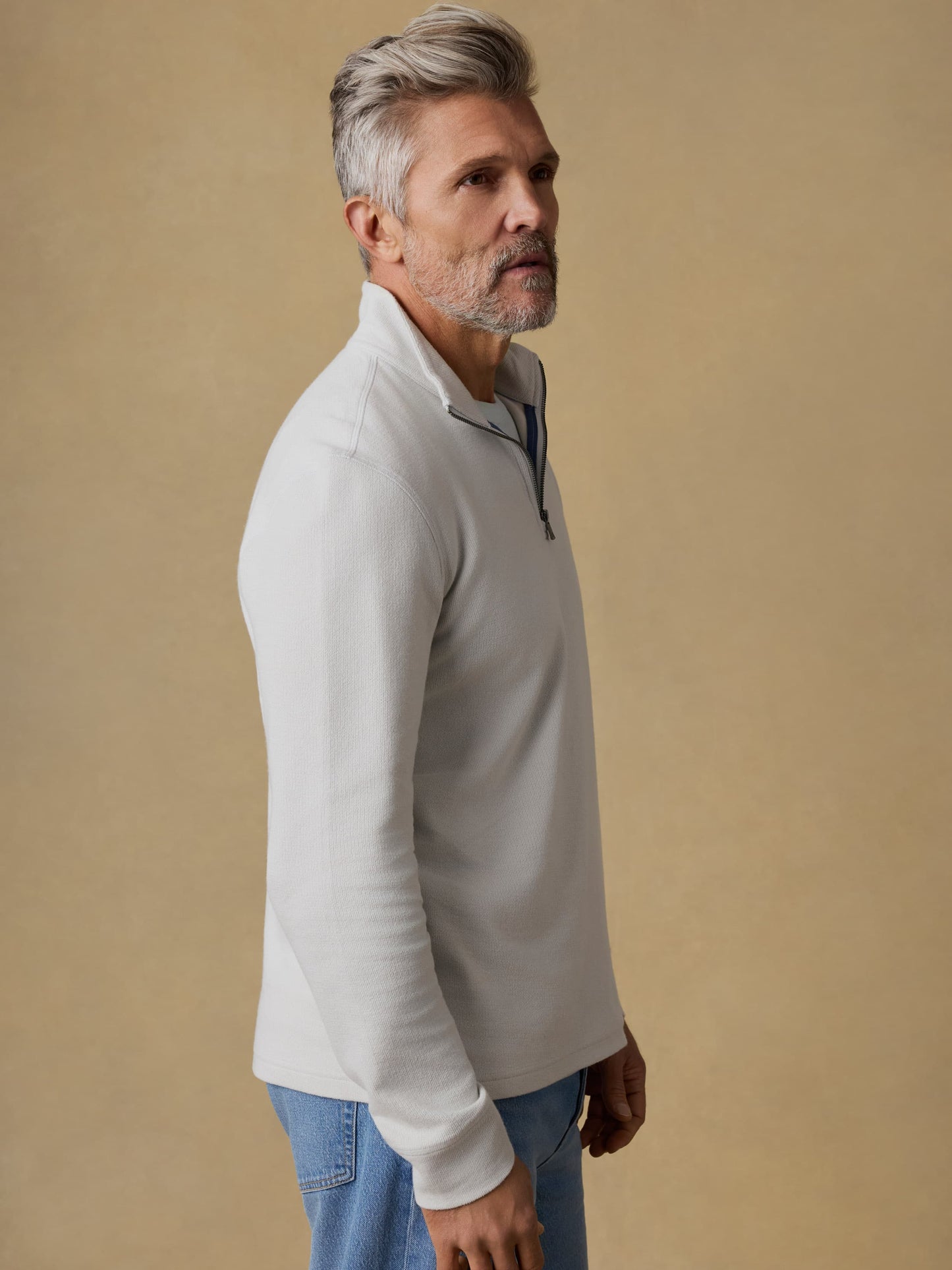 Highland Knit Quarter Zip - Ice Grey