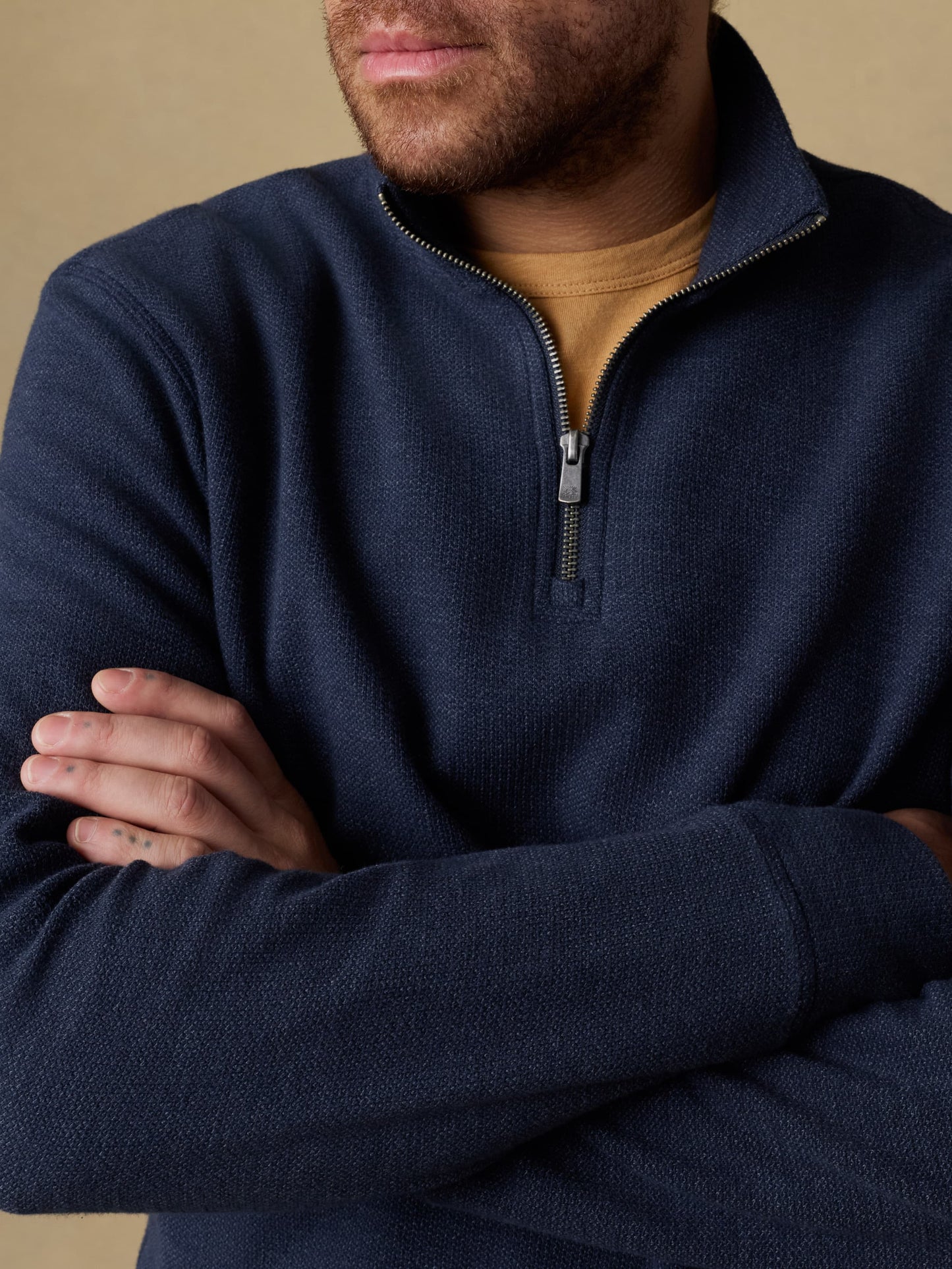 Highland Knit Quarter Zip - Navy Ridge Melange