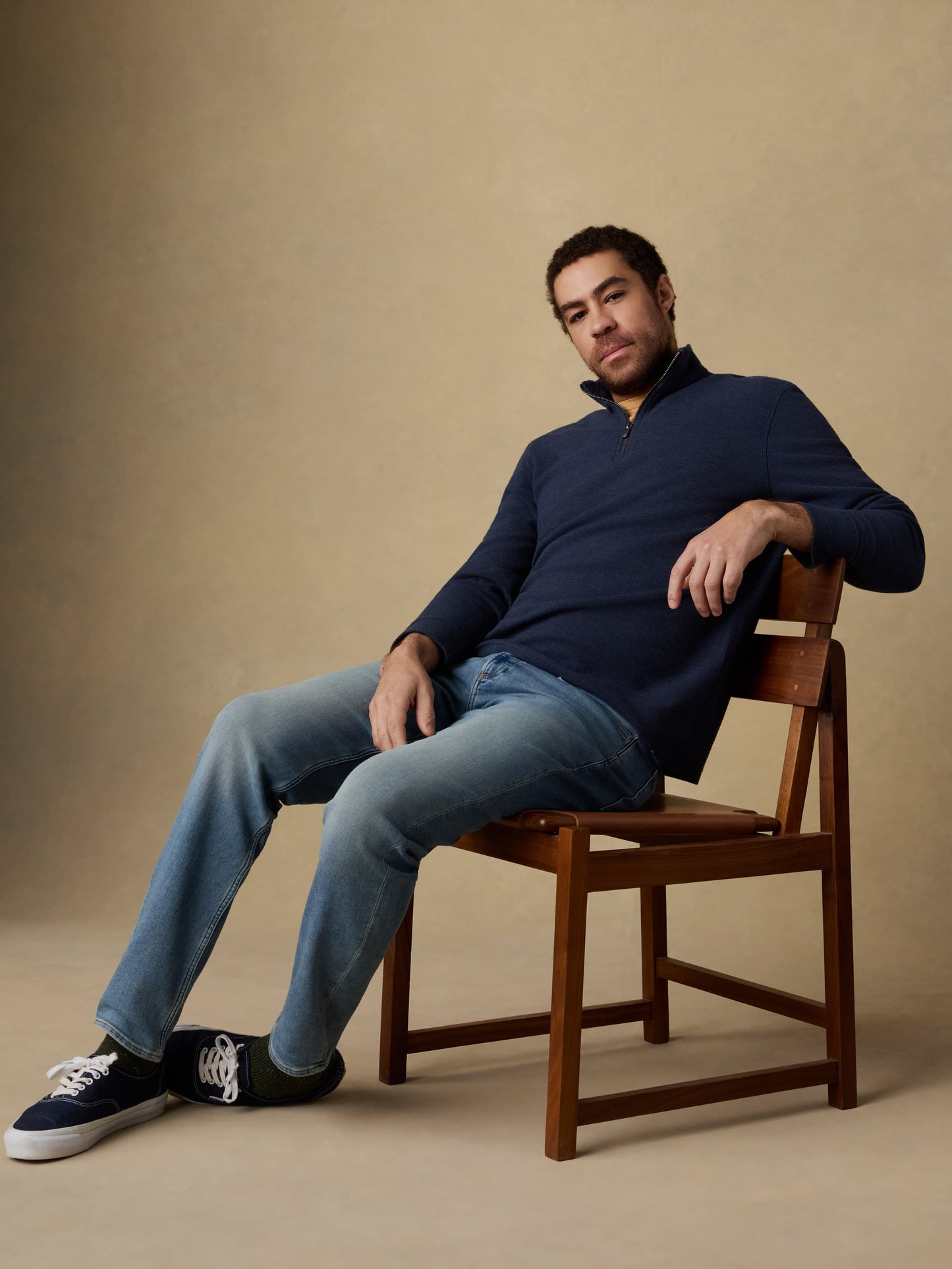 Highland Knit Quarter Zip - Navy Ridge Melange