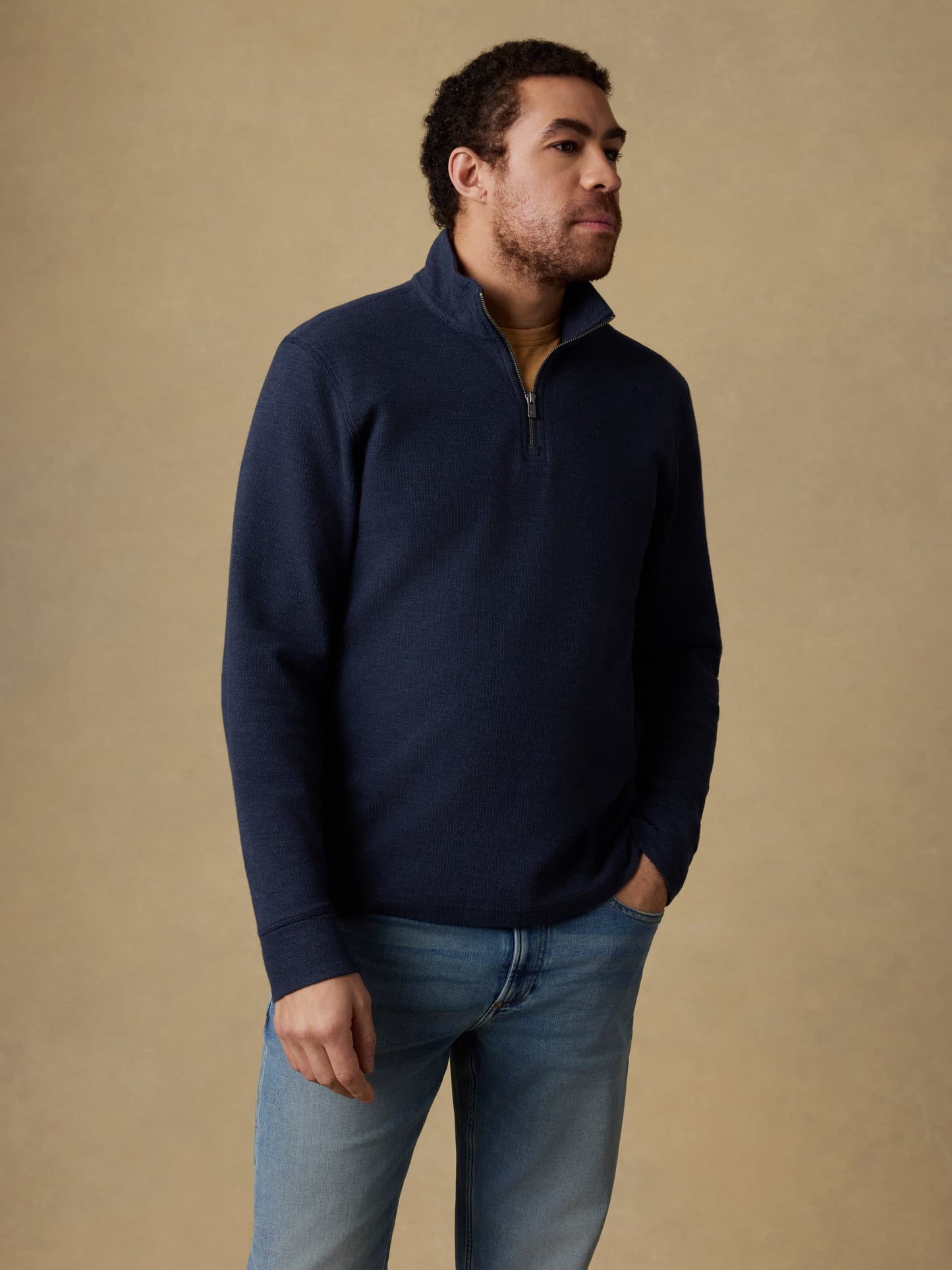 Highland Knit Quarter Zip - Navy Ridge Melange
