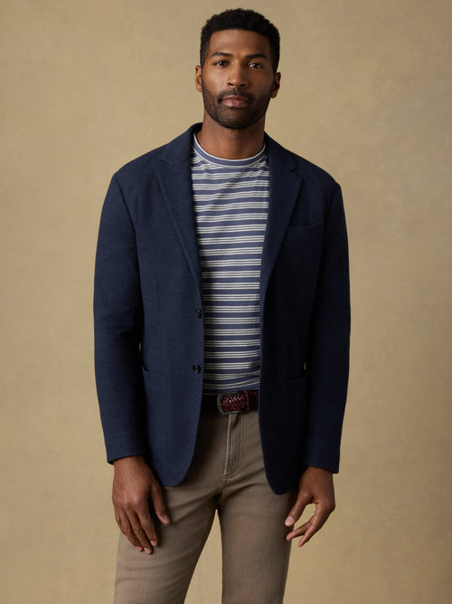 Highland Knit Blazer - Navy Ridge Melange