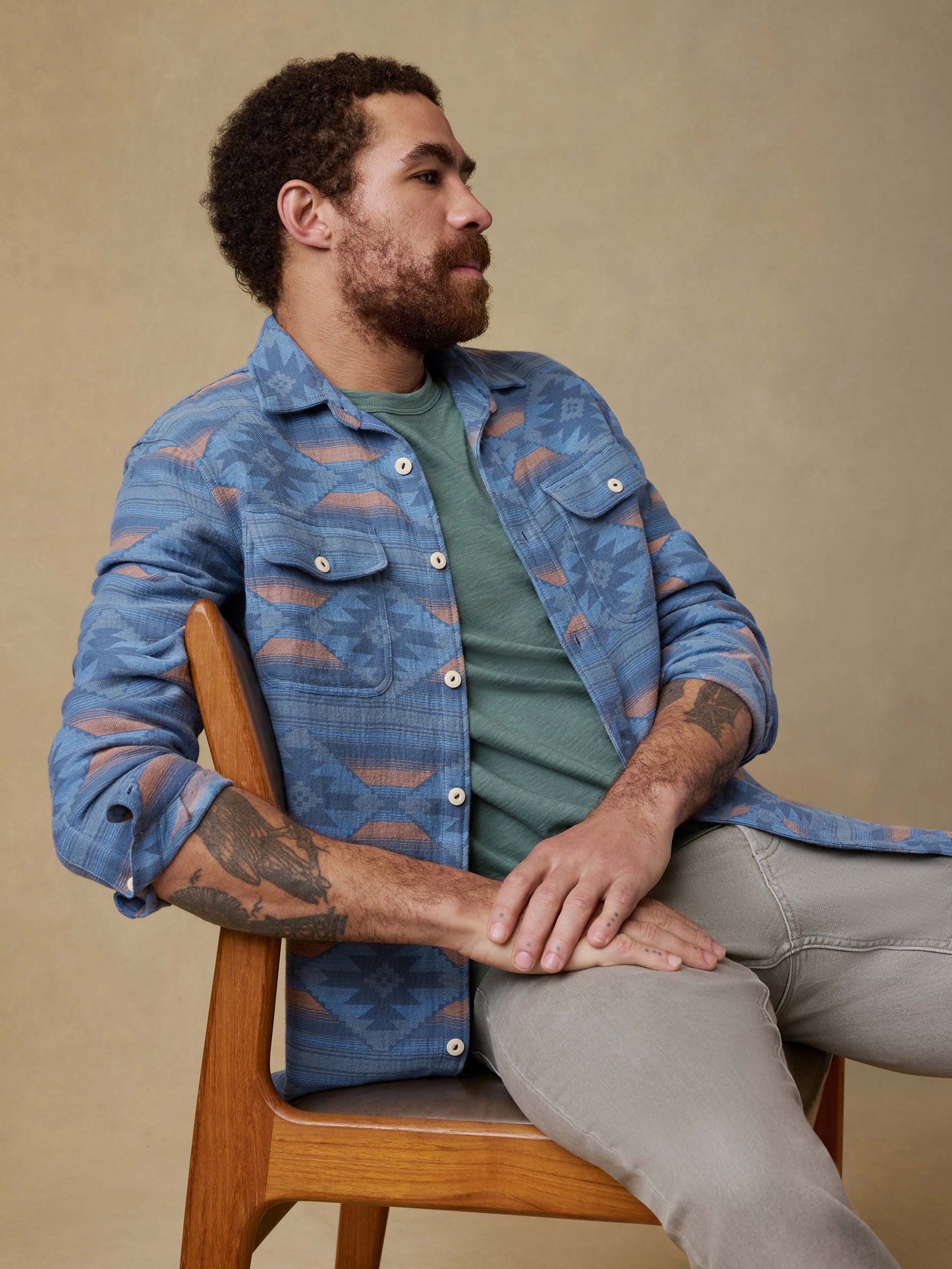 Doug Good Feather Canyon Overshirt - Blue Western Range