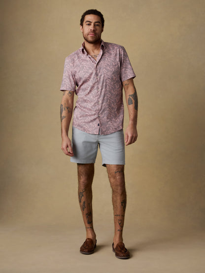 Short-Sleeve Movement™ Monterey Shirt - Mauve Tropic Foliage