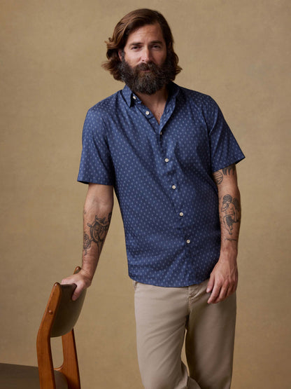 Short-Sleeve Movement™ Monterey Shirt - Navy Dusk Diamond