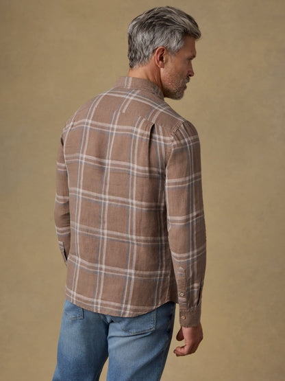 Laguna Linen Shirt - Driftwood Coast Plaid