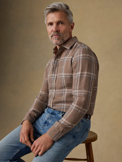 Laguna Linen Shirt - Driftwood Coast Plaid