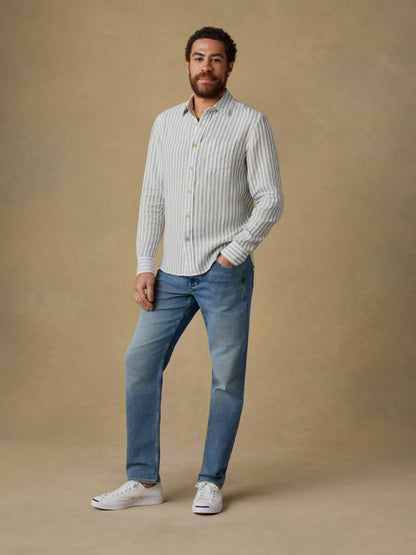 Laguna Linen Shirt - Green Hill Stripe