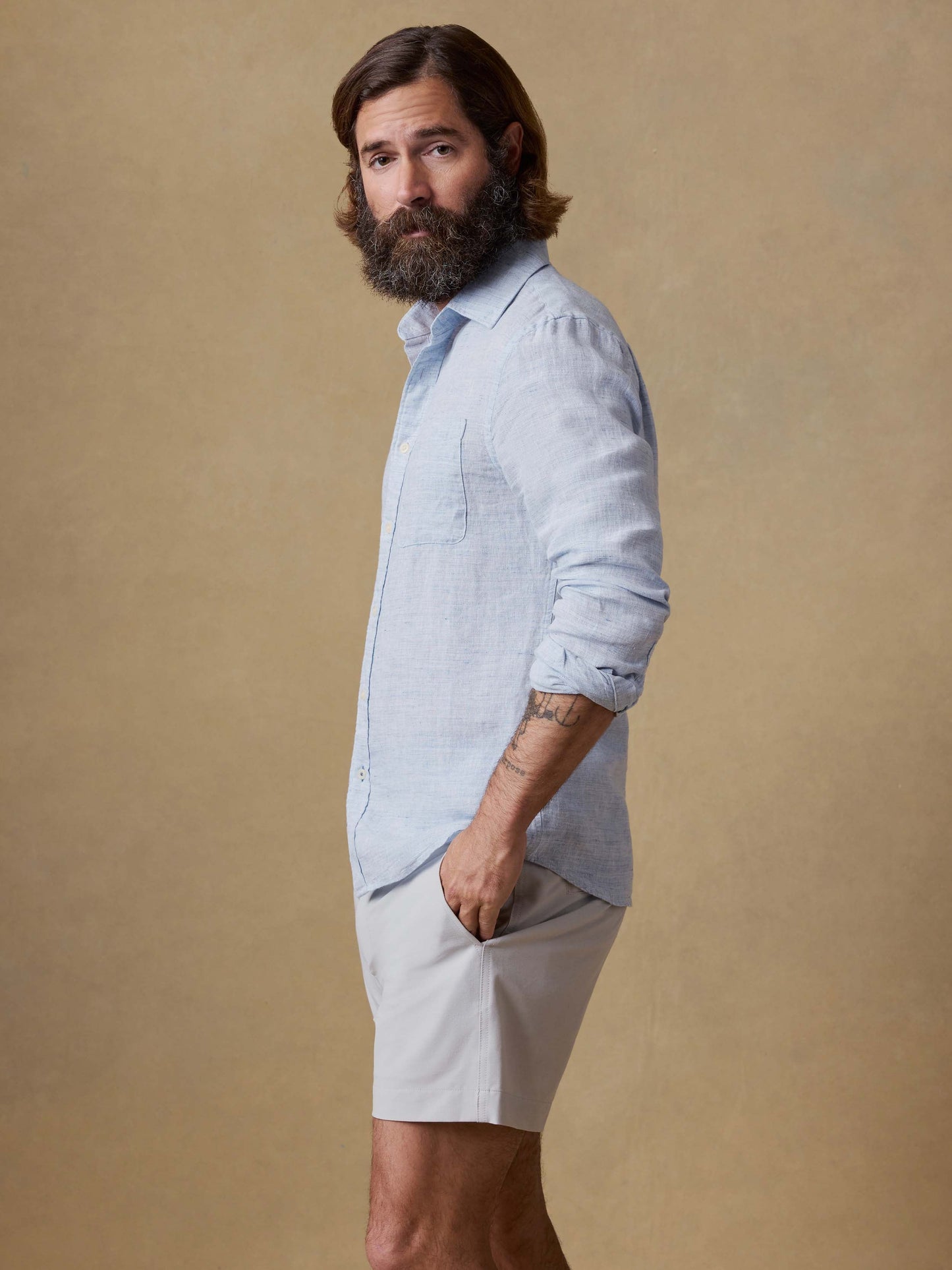 Laguna Linen Shirt - Light Blue Melange
