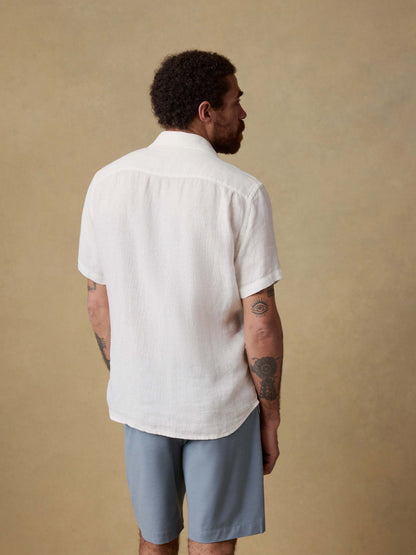 Short-Sleeve Palma Linen Shirt - Bright White Basketweave