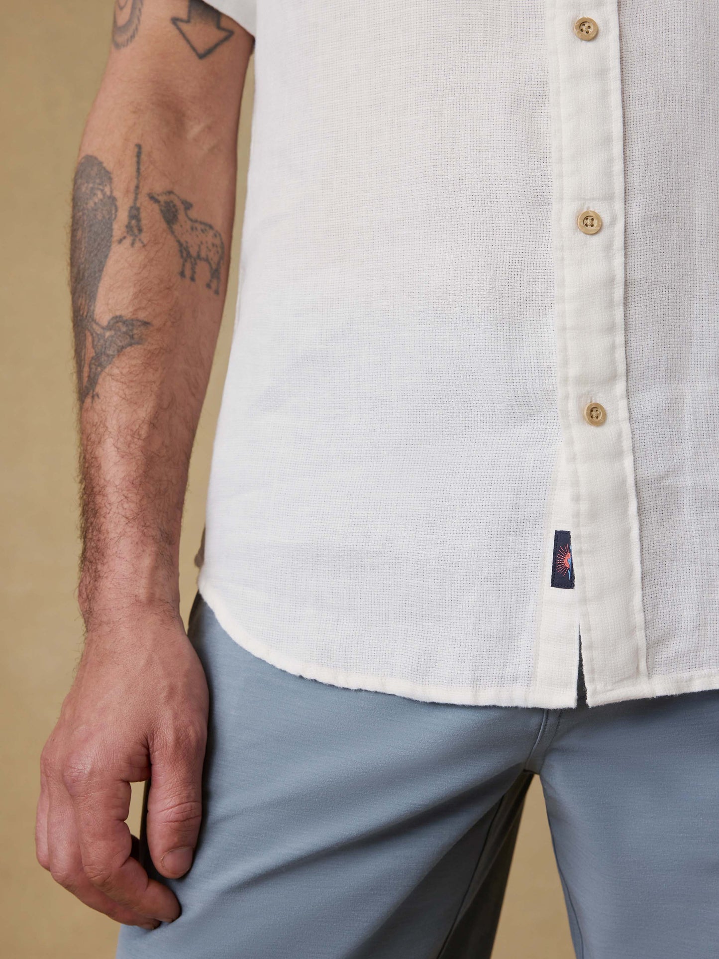 Short-Sleeve Palma Linen Shirt - Bright White Basketweave