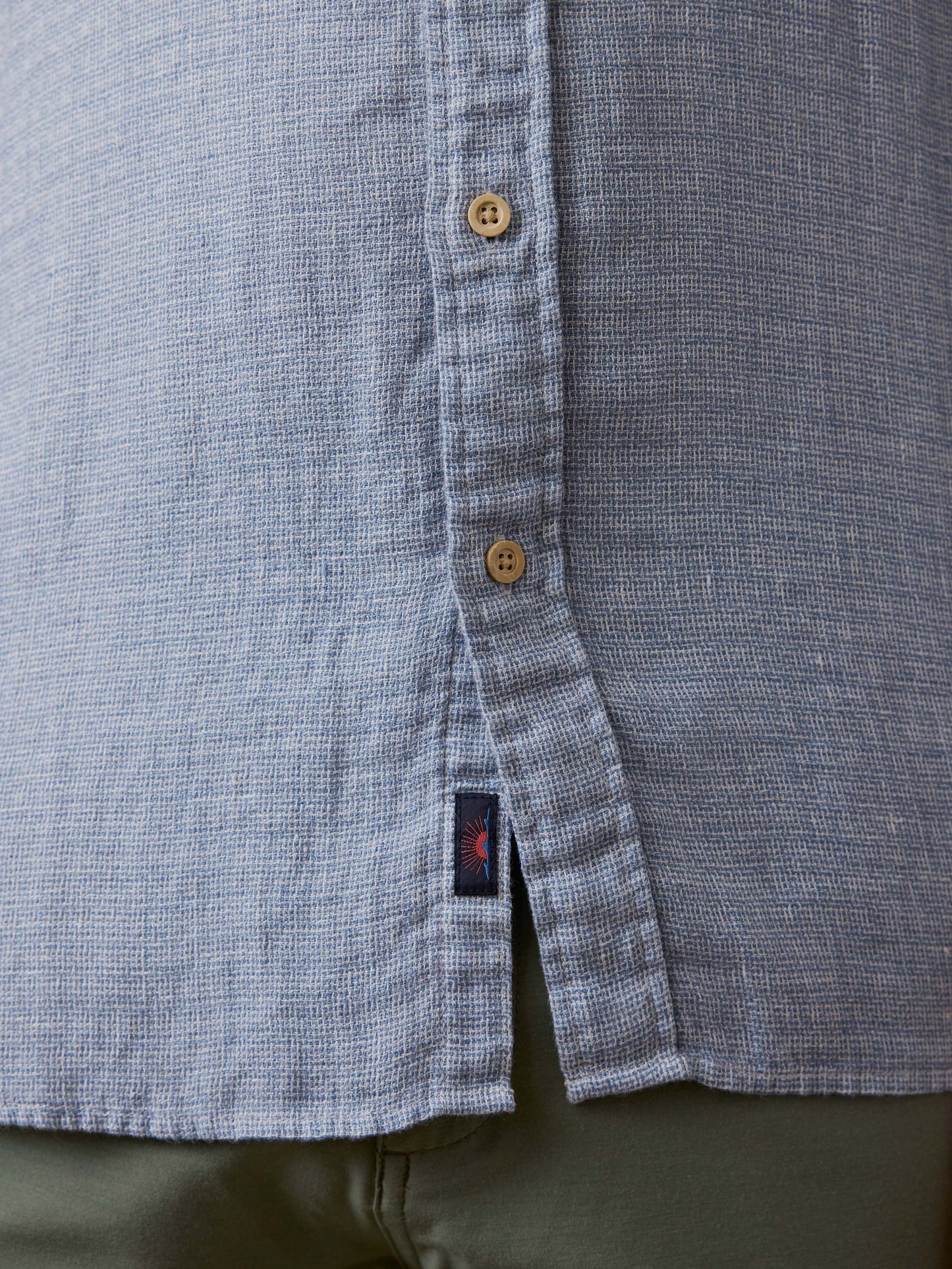Short-Sleeve Palma Linen Shirt - Blue Basketweave
