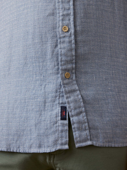 Short-Sleeve Palma Linen Shirt - Blue Basketweave