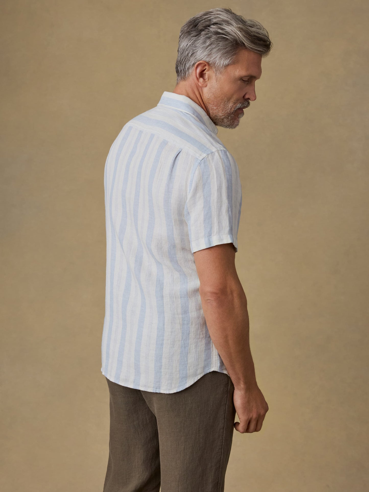 Short-Sleeve Palma Linen Shirt - Island Blue Stripe