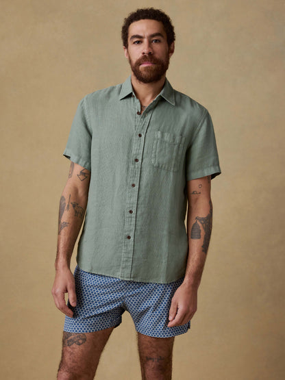 Short-Sleeve Palma Linen Shirt - Spruce