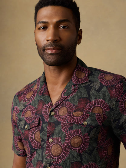Short-Sleeve Reserve Basque Camp Shirt - Black Floral Road