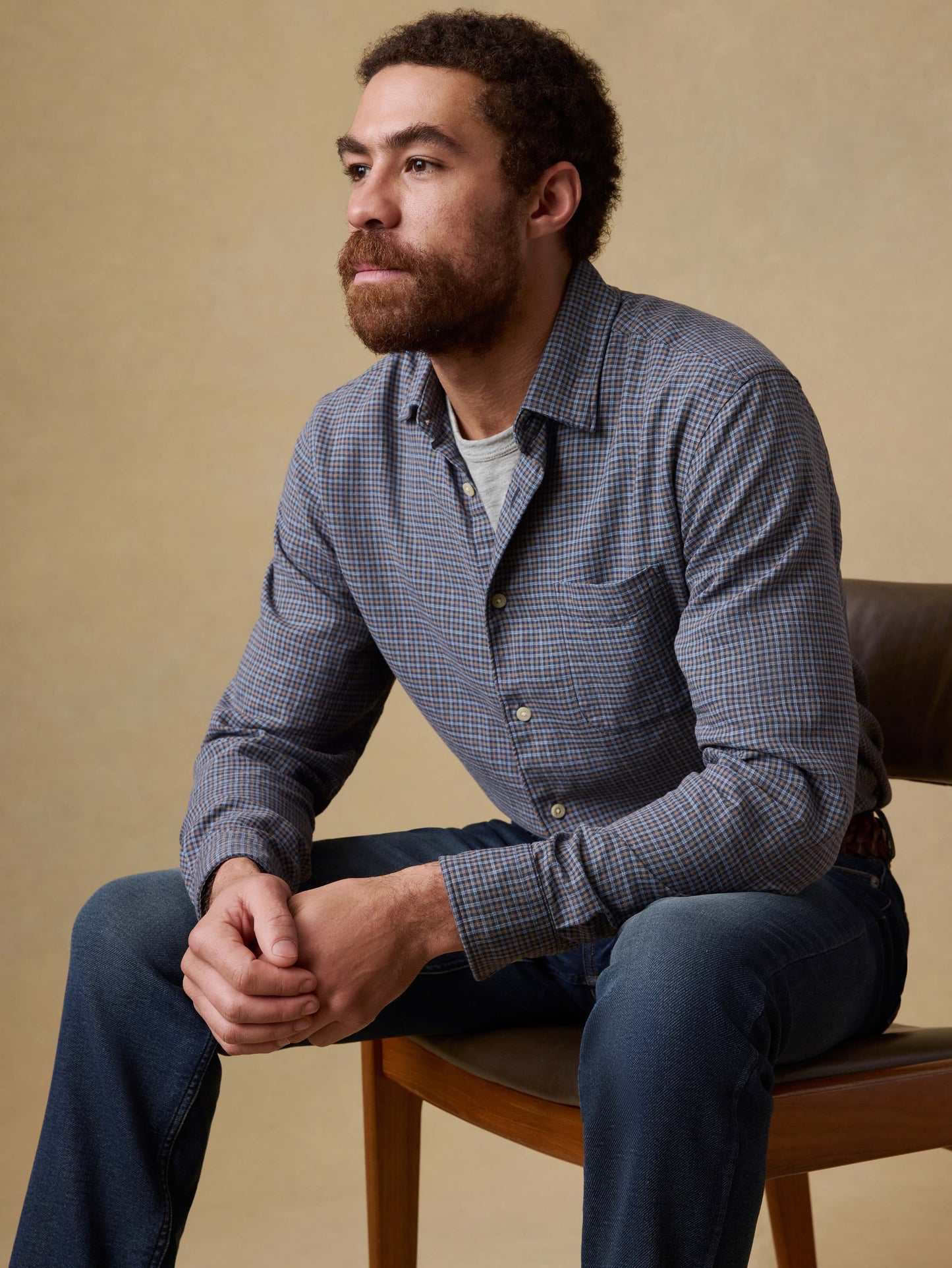 Palmetto Shirt - Navy Palm Check