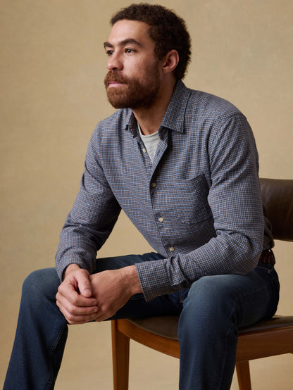 Palmetto Shirt - Navy Palm Check