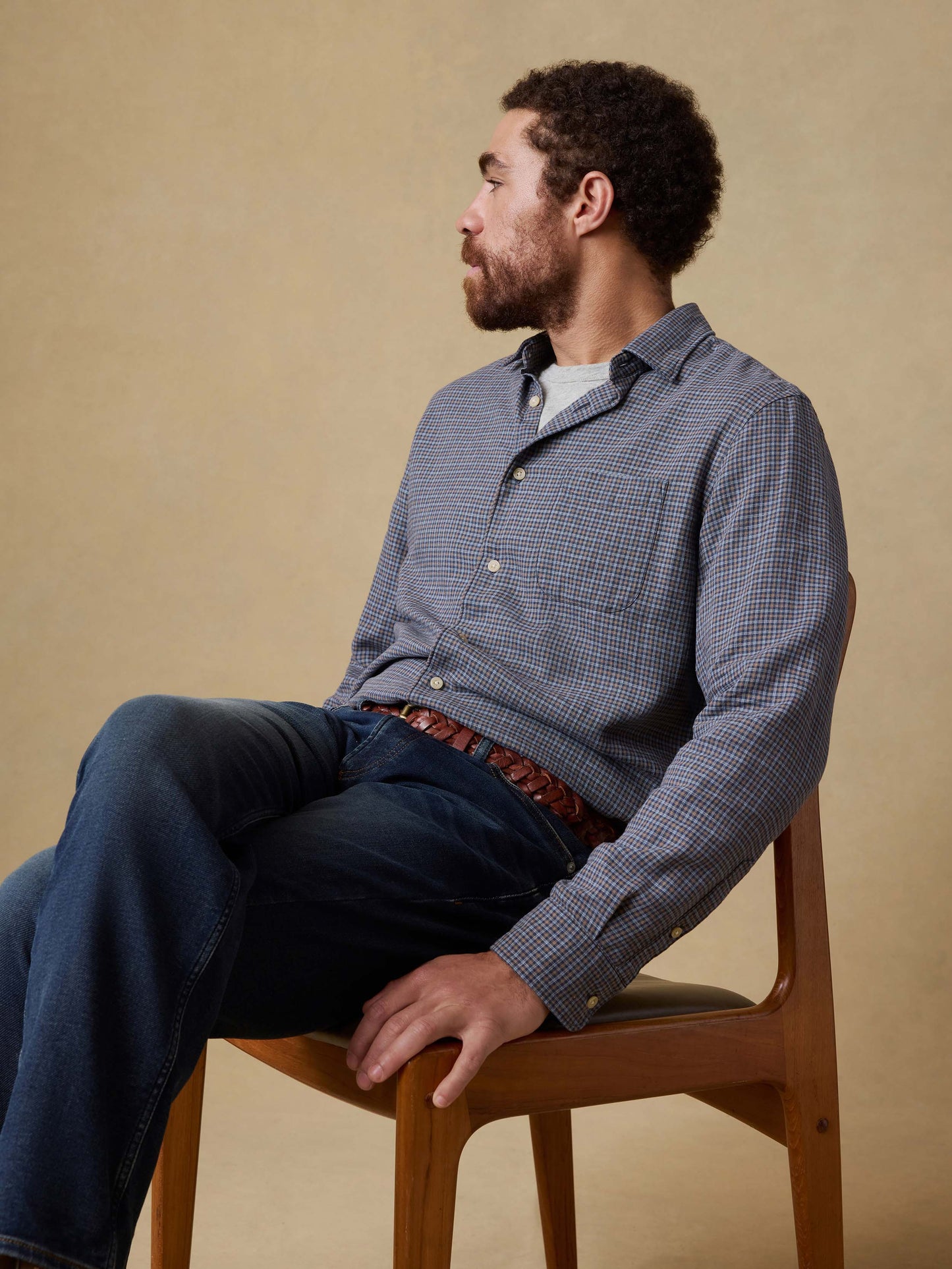 Palmetto Shirt - Navy Palm Check