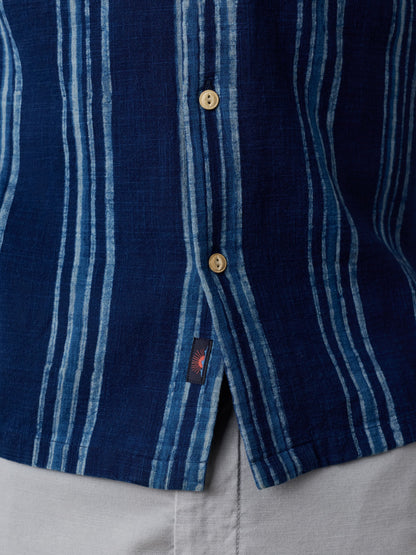 Short-Sleeve Indigo Camp Shirt - Northern Blue Indigo Stripe